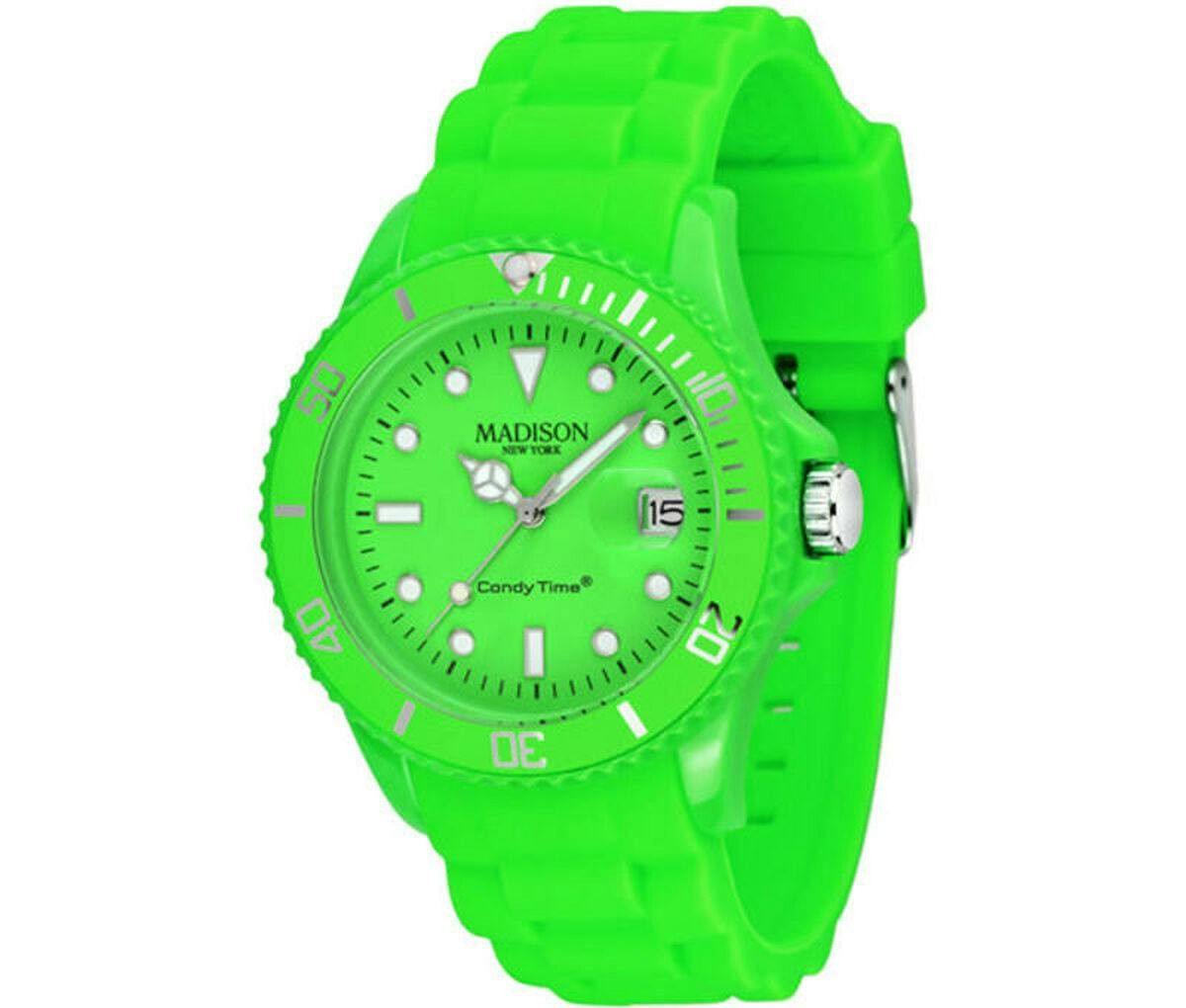 Relógio feminino U4503-49 em plástico com pulseira em borracha verde