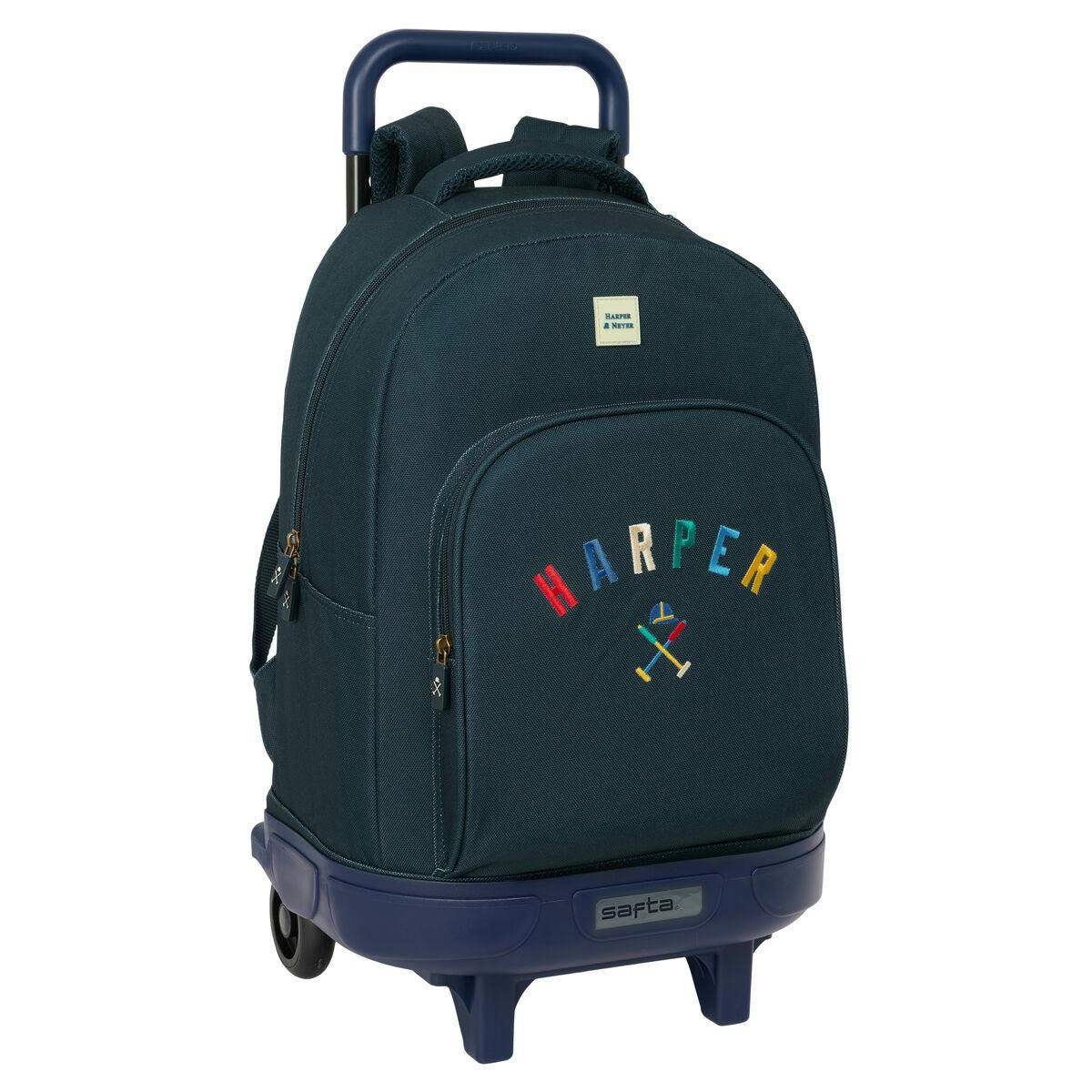 Mochila Escolar com Rodas Harper & Neyer Azul Marinho 33 x 45 x 22 cm