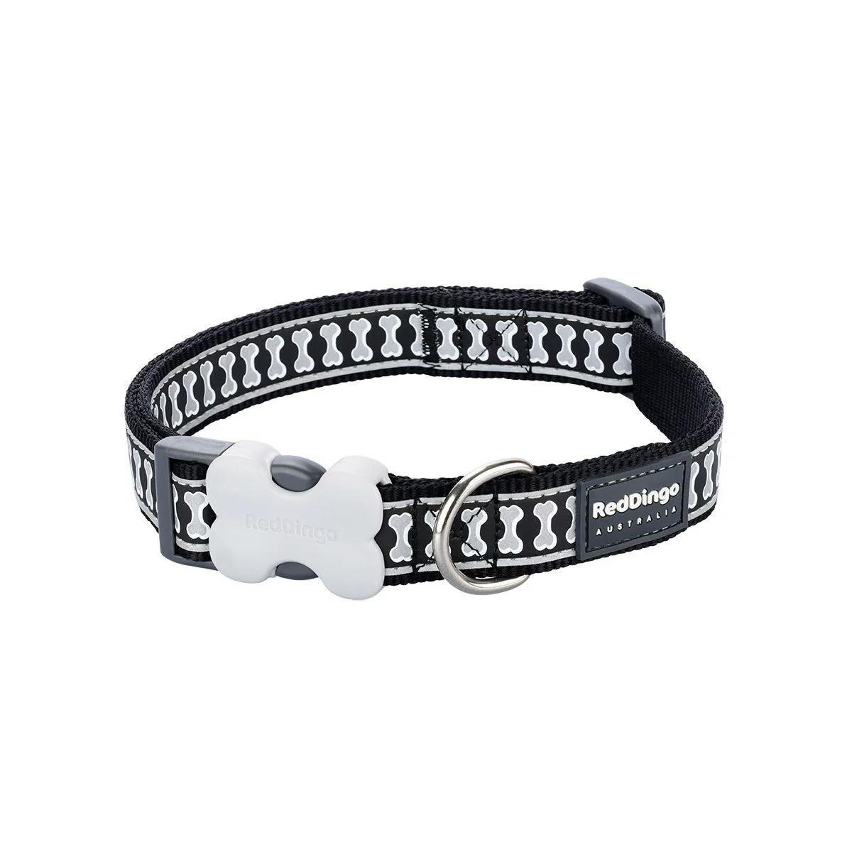 Coleira para Cães Red Dingo Osso Refletor Preto (2,5 x 41-63 cm)