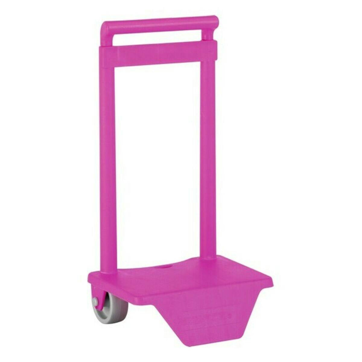Trolley para mochila com rodas retráteis em PVC, 18 x 54 x 16 cm, fúcsia