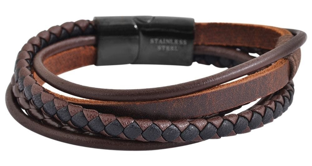 Raptor® Pulseira de Couro Genuíno Castanha RA50046