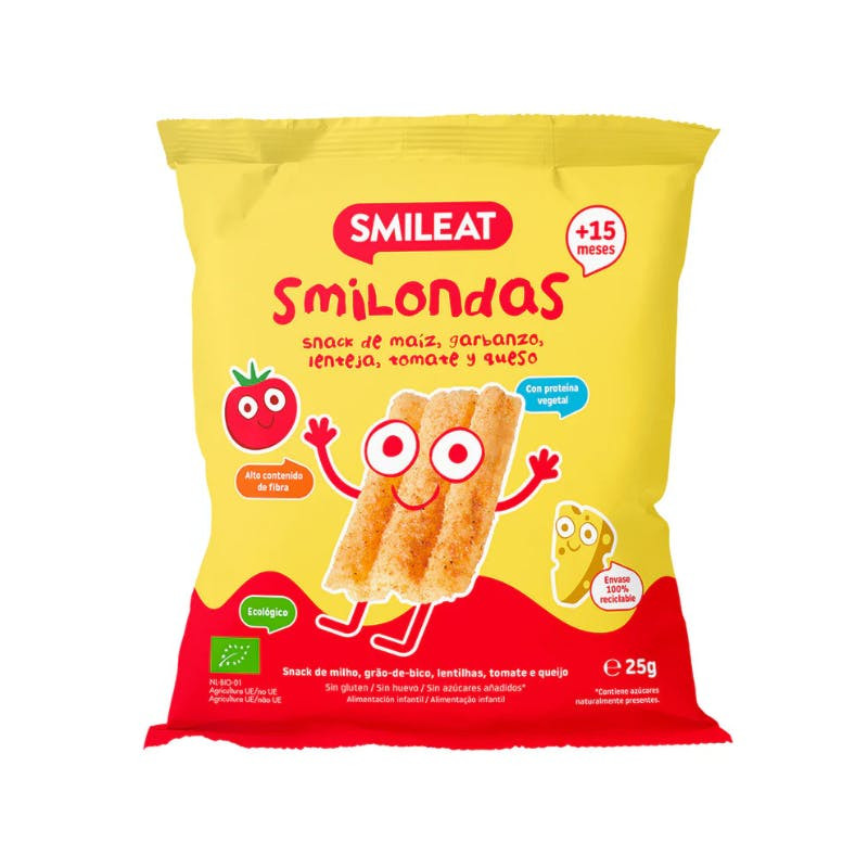 Smileat Smilondas Snack Milho com Tomate e Queijo Biológico +15M 25g