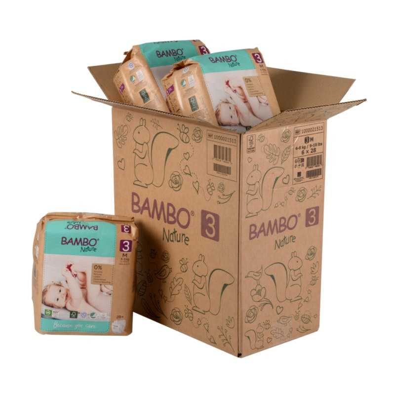 Bambo Nature Fraldas T3 M 4-8kg Paper Bag | 6x28 Unidades 168 fraldas
