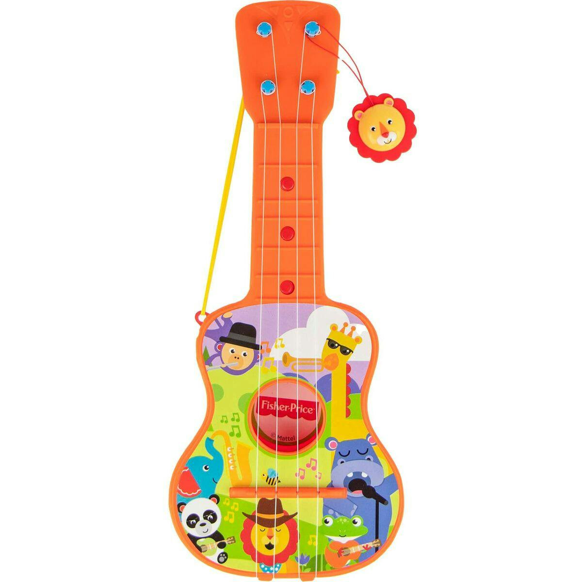 Guitarra infantil com design animais, plástico