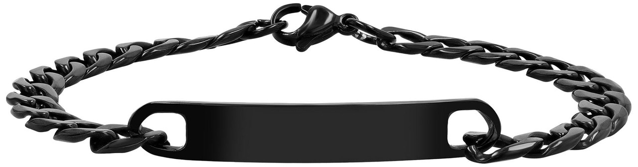 Akzent® Pulseira em Aço Inoxidável com Placa de Gravação 23 cm