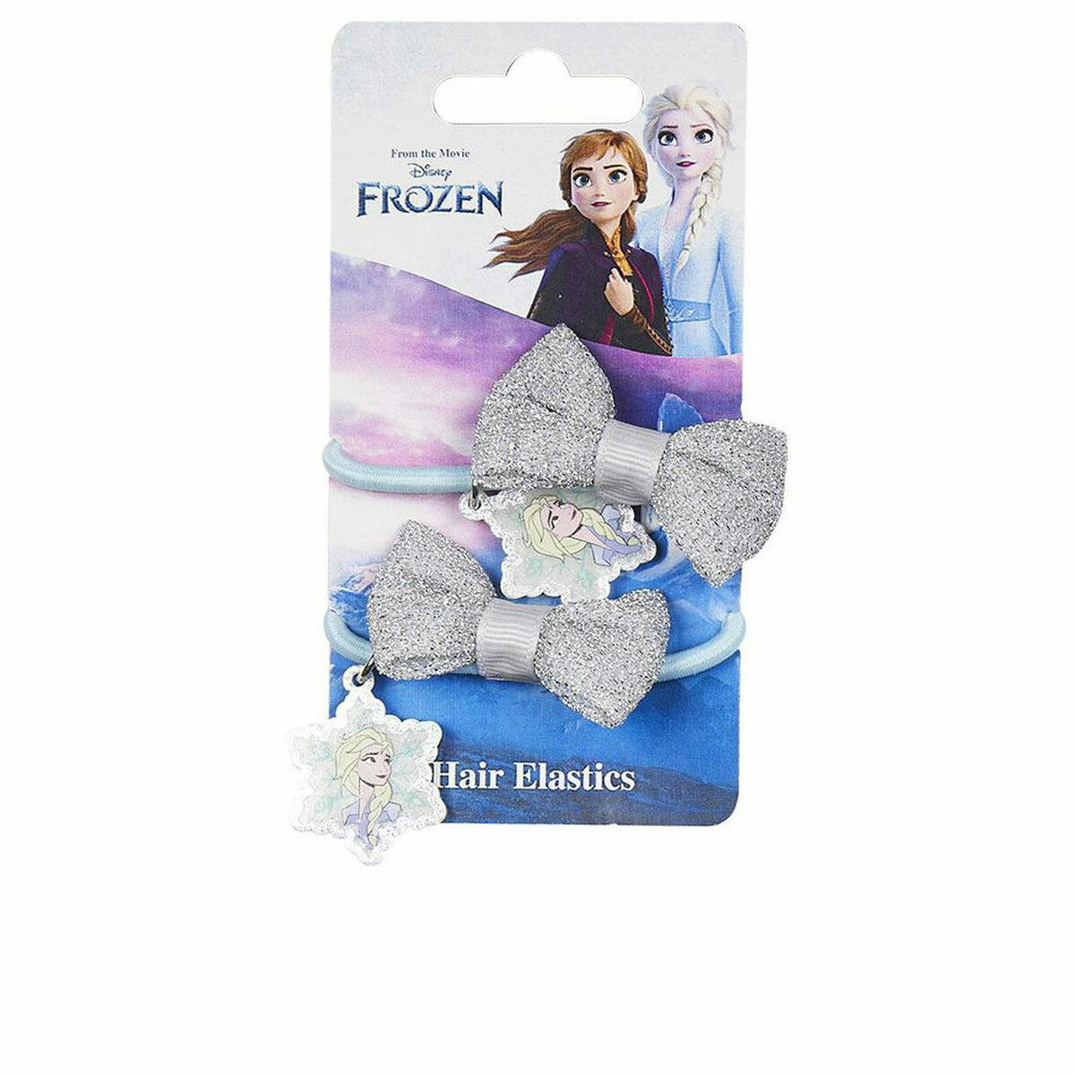 Elásticos Frozen Prateado Azul Laço 2 Unidades