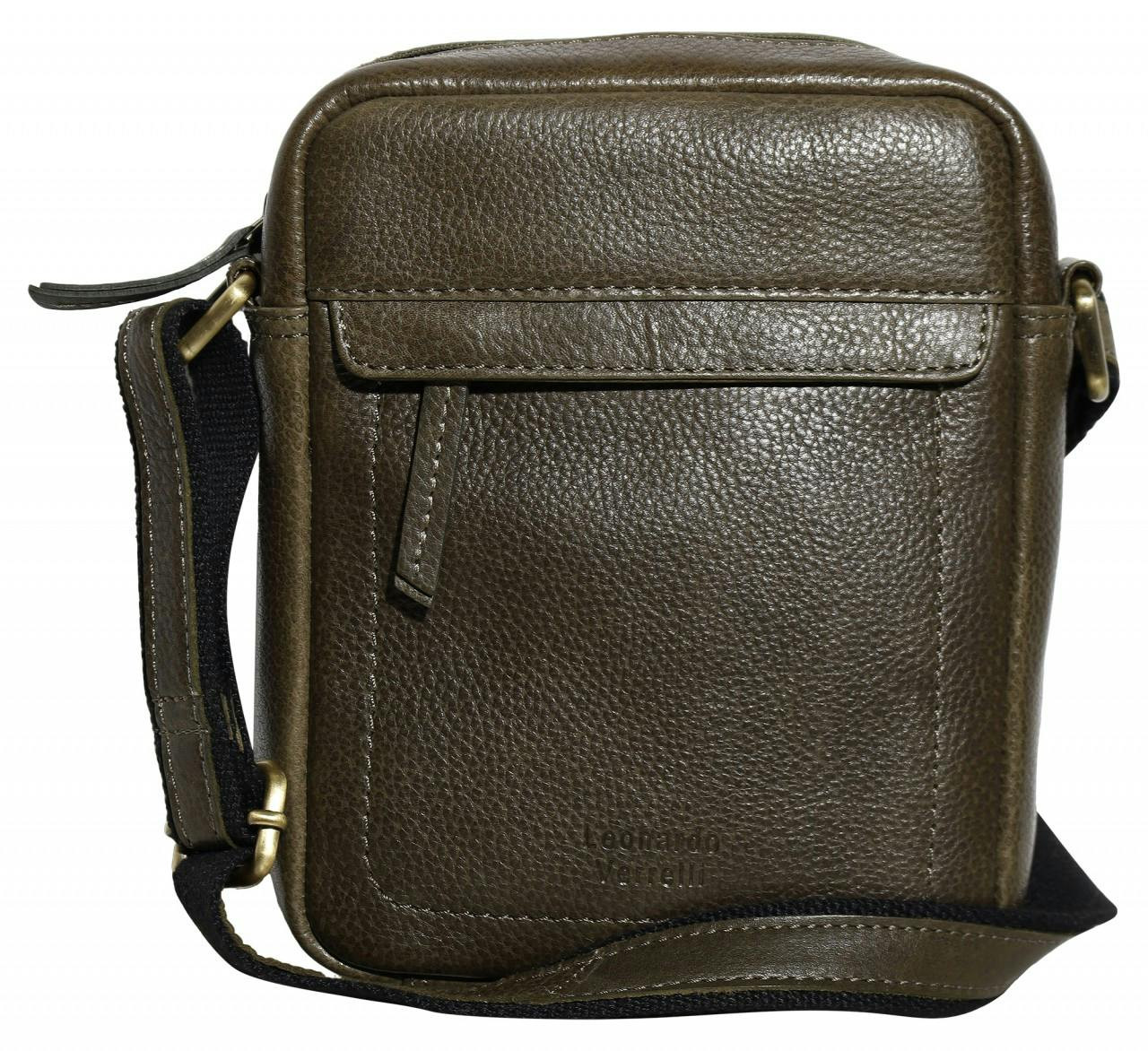 Leonardo Verrelli® Mala de Ombro Castanha Homem em Couro - 3900080 - 3900080-001