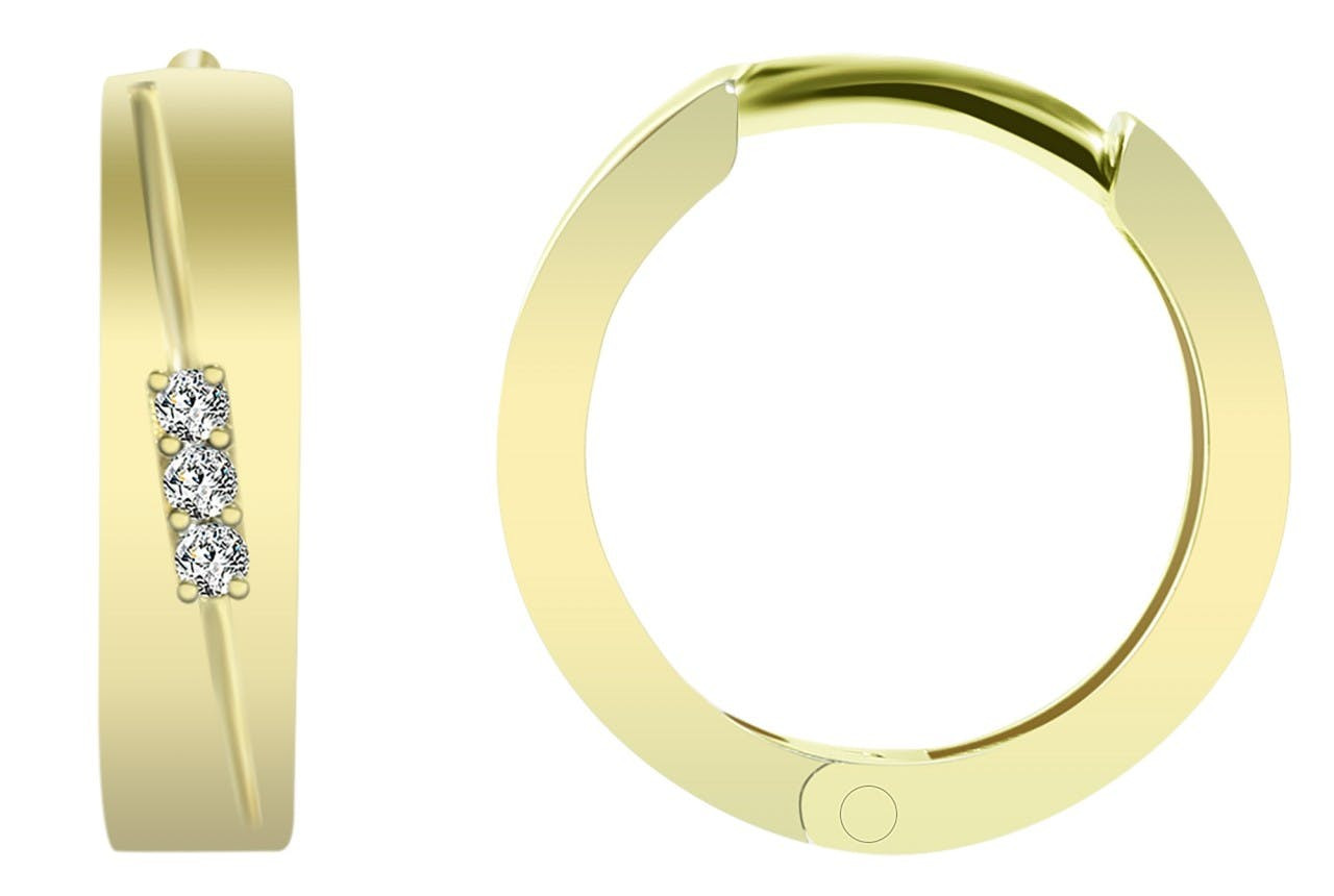 Joalharia Ouro 8k - Brincos de Argola Dobráveis em Ouro "Mia" Cravejado de Zircônias