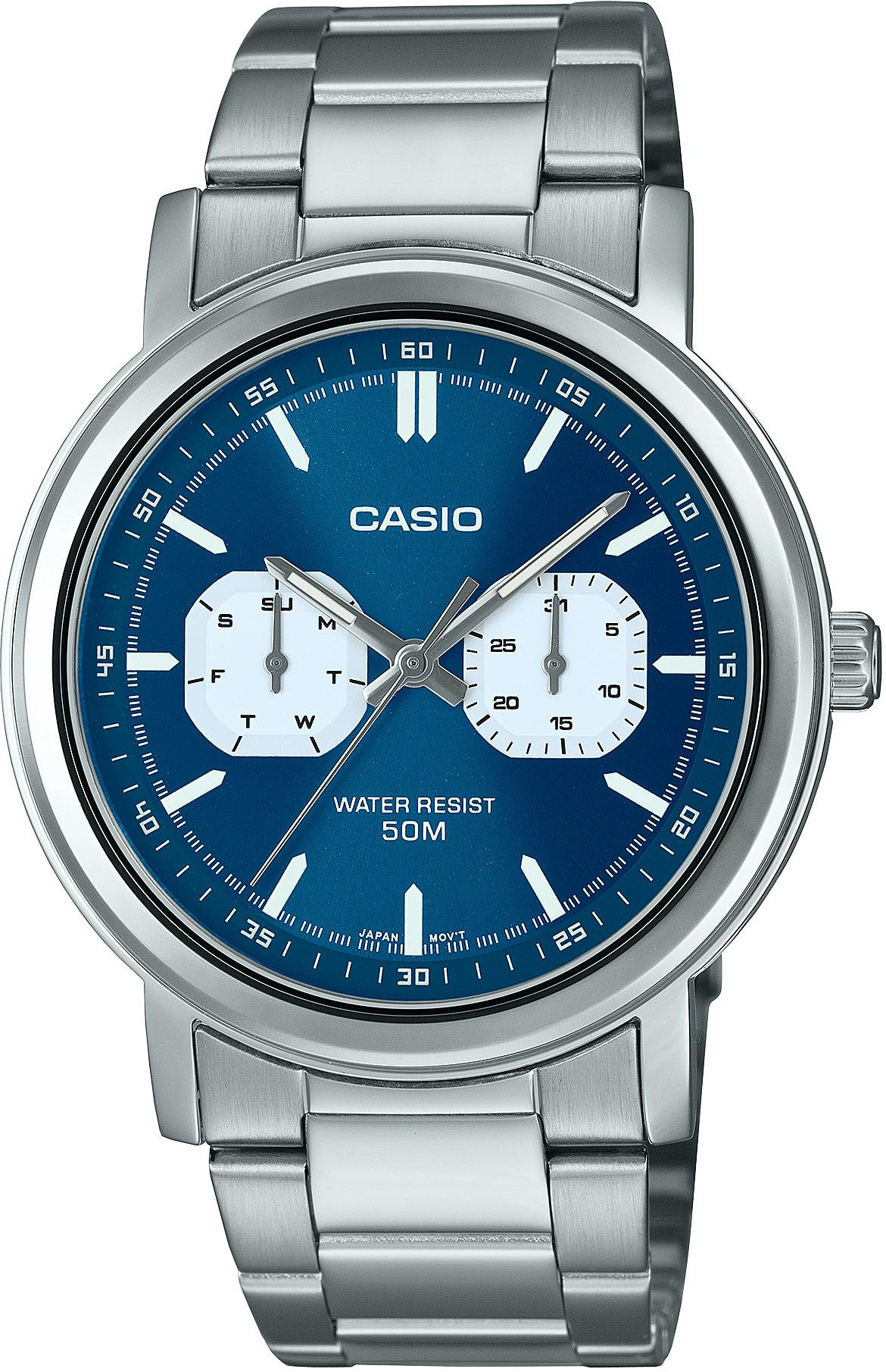 Relógio MTP-E335D-2E1VDF aço inoxidável mostrador azul