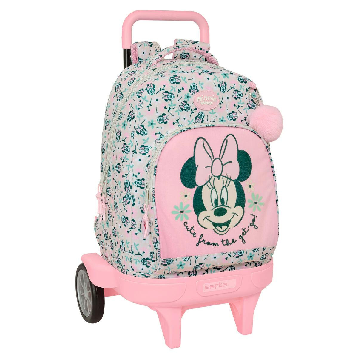 Mochila Escolar com Rodas Minnie Mouse Minty Cor de Rosa 33 x 45 x 22 cm - S4313554