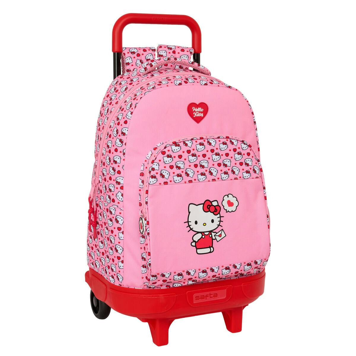Mochila Escolar com Rodas Hello Kitty Cor de Rosa 33 x 45 x 22 cm