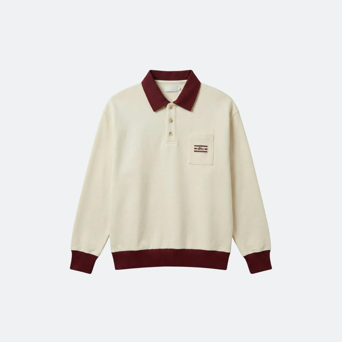 Polo de cola com acabamento em burgundy
