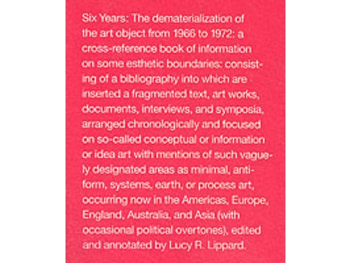 Six Years de Lucy R. Lippard (Inglés)