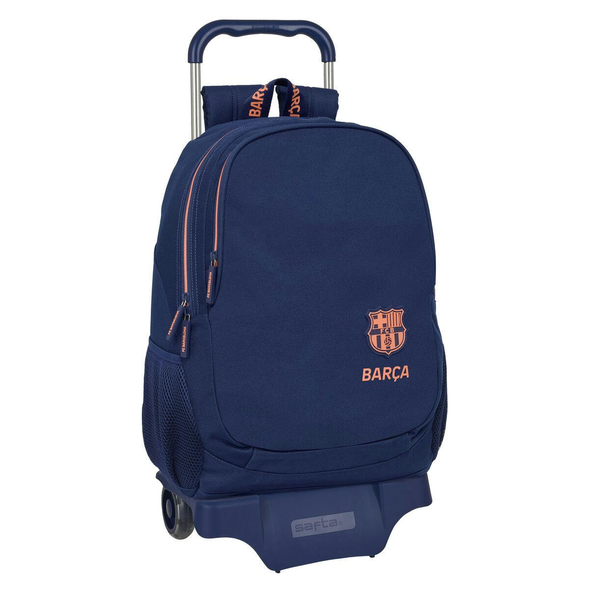 Mochila Escolar F.C. Barcelona Azul Marinho Com Rodas 32 x 44 x 16 cm