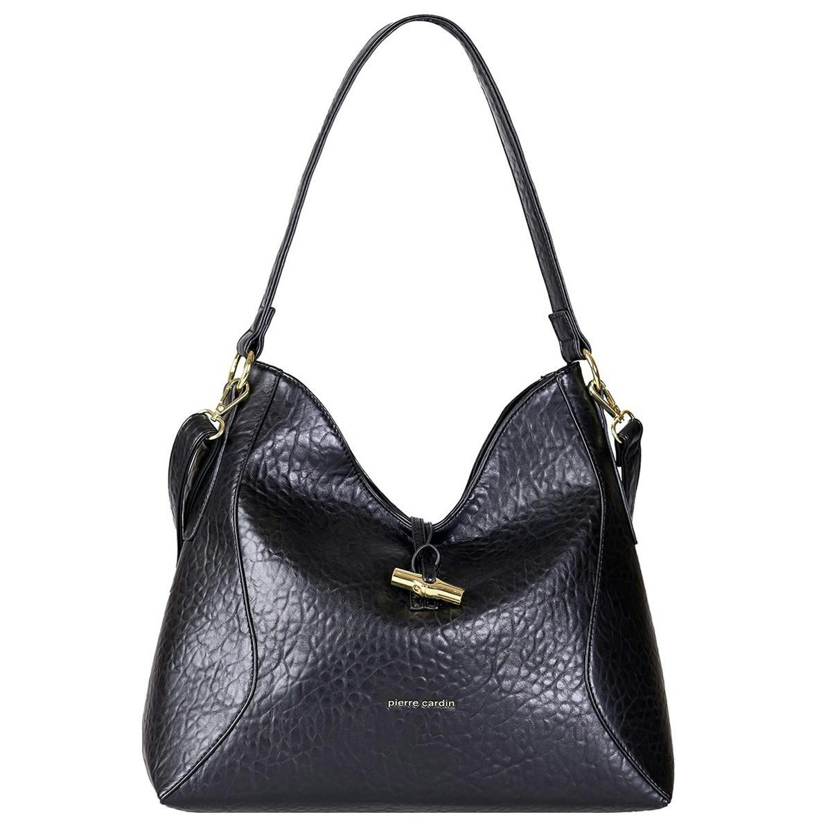 Pierre Cardin® Mala Preta Mulher com Alça de Ombro em Couro Ecológico MIN09 2285