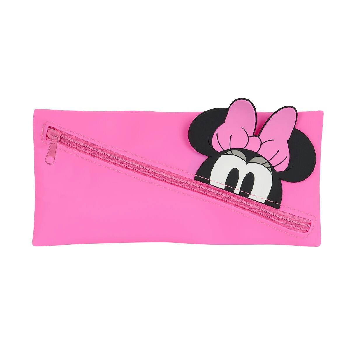 Estojo escolar Minnie Mouse silicone rosa