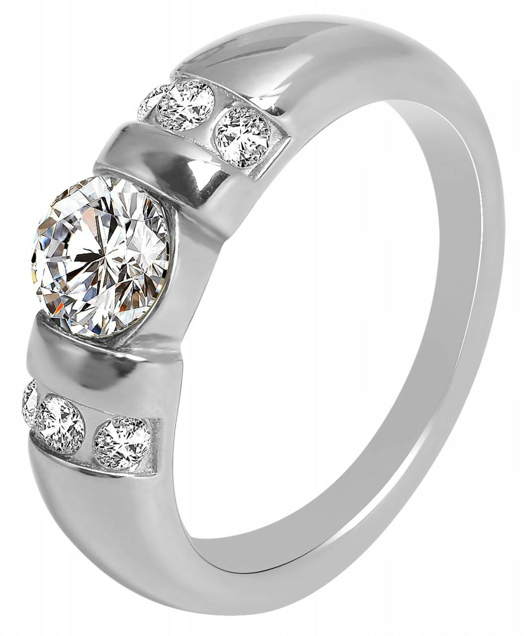 Akzent® Anel Feminino com Zircônias em Aço Inoxidável - Tam.58