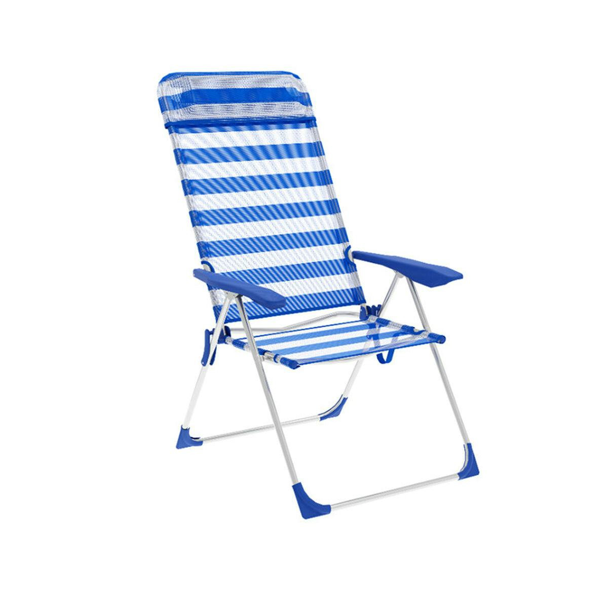 Cadeira de Campismo Acolchoada Marbueno Azul Branco 69 x 110 x 58 cm