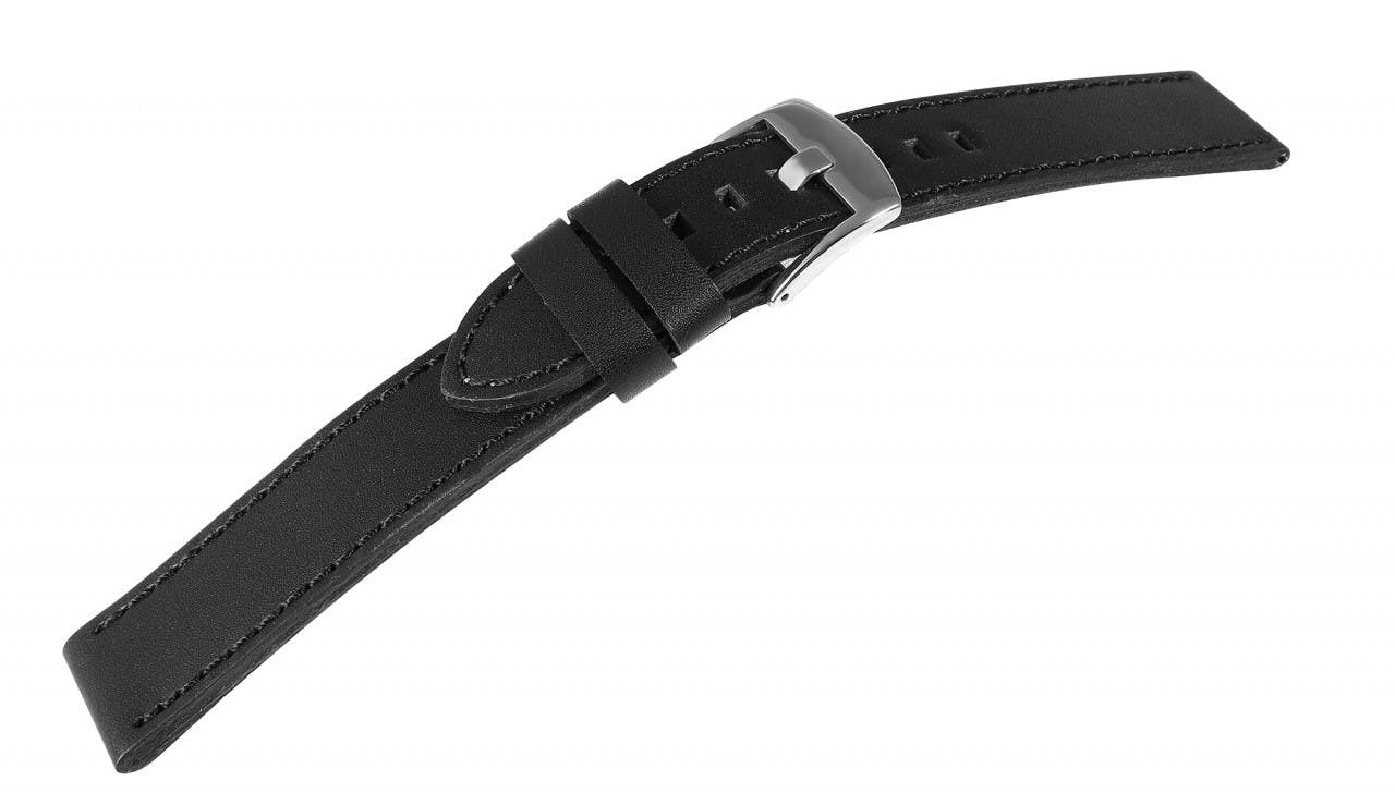 Mestre Artesão® Bracelete de Relógio em Couro Genuíno Preto 20mm - 0571