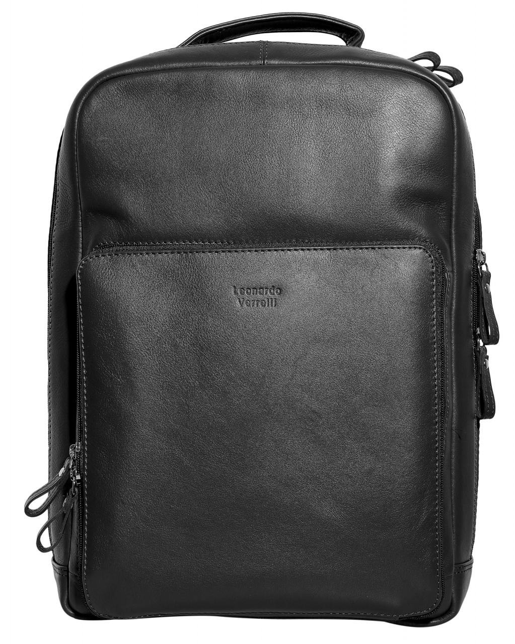 Leonardo Verrelli® Mochila Preta Unissexo em Couro - 3900082