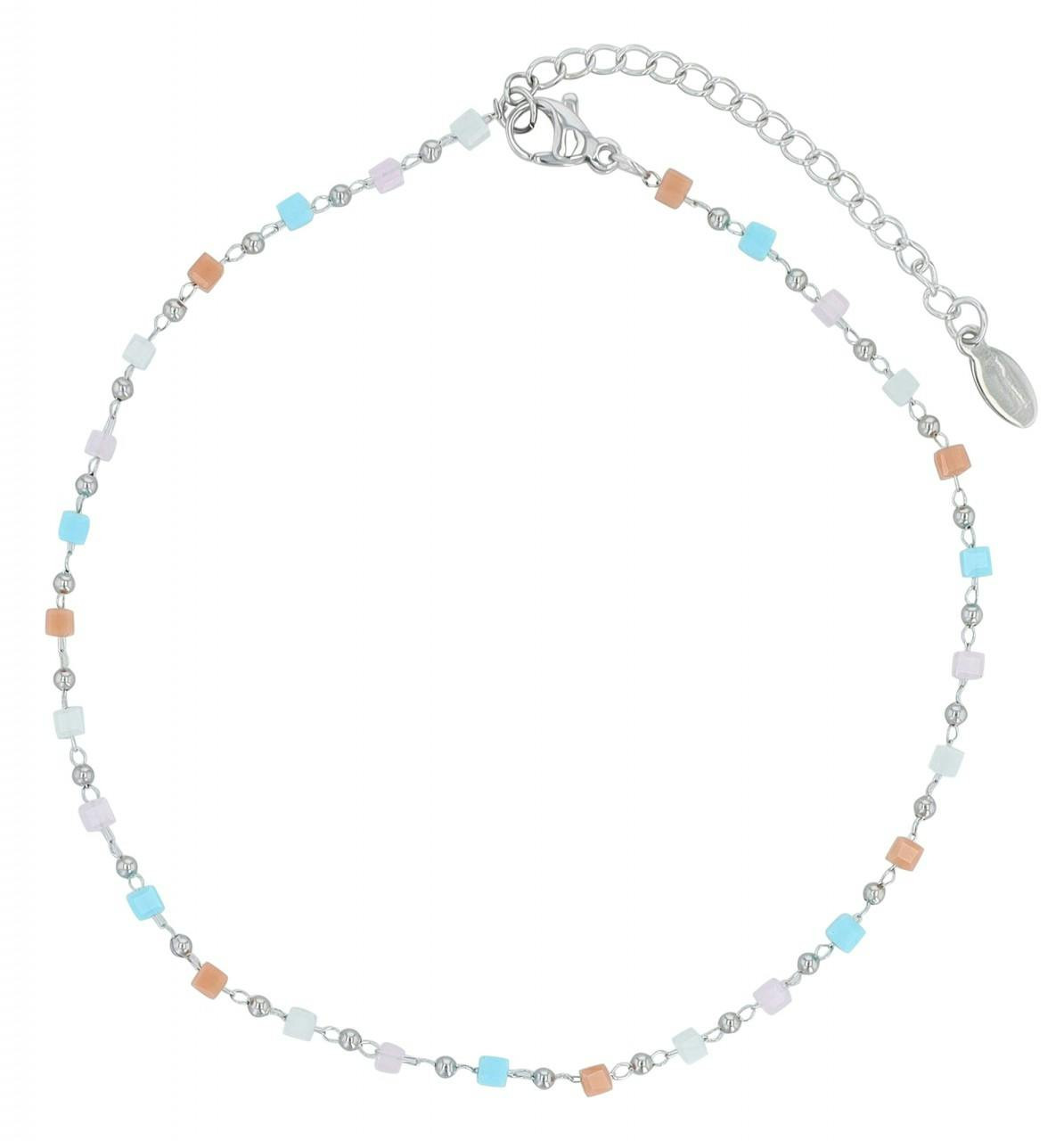 Akzent® Pack de 4 Pulseiras de Pé “Peggy” Prateadas com Pedras Multicoloridas em Aço Inoxidável 0093 - 5110093-029