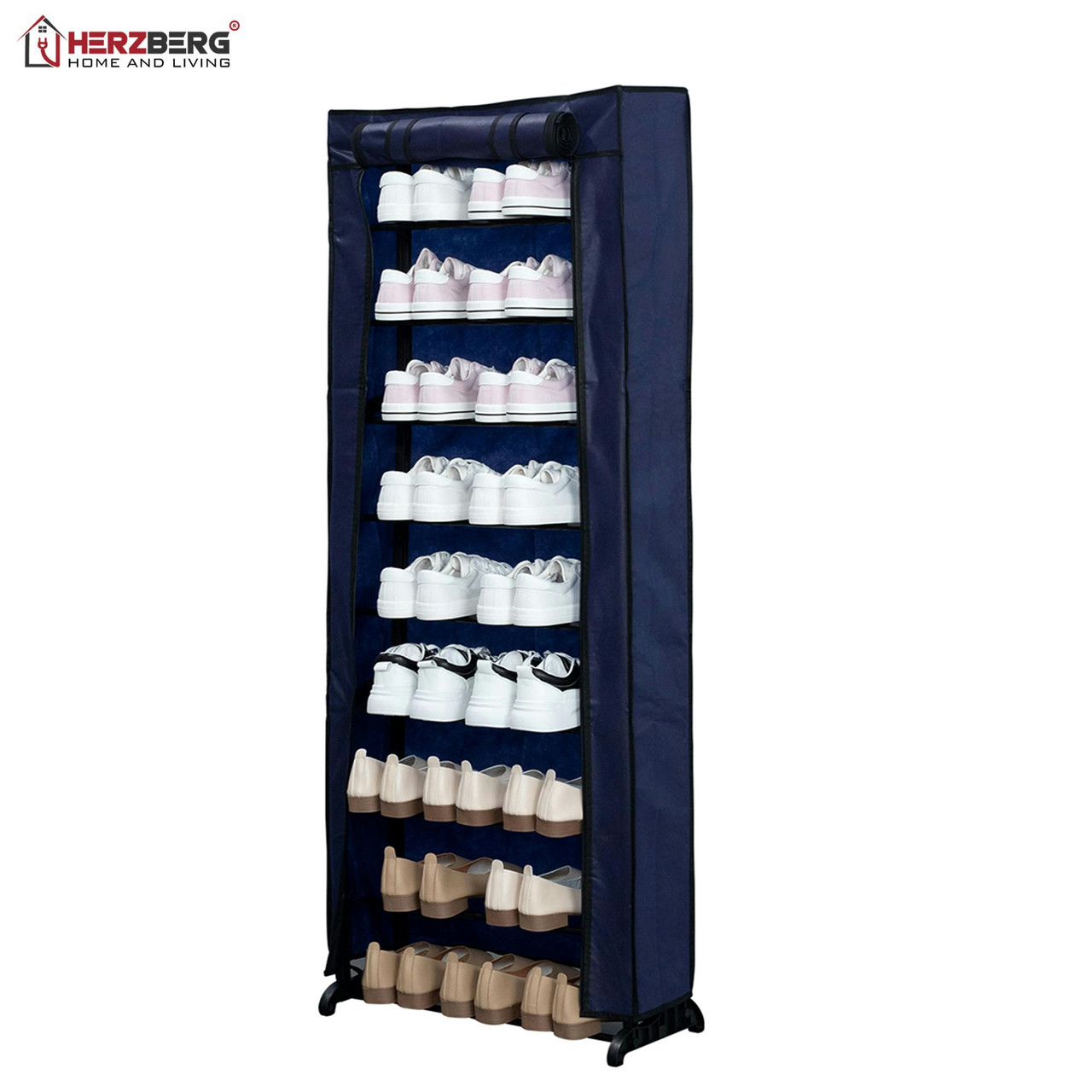 Herzberg® Sapateira Pequena de 9 Níveis Azul HG-8076