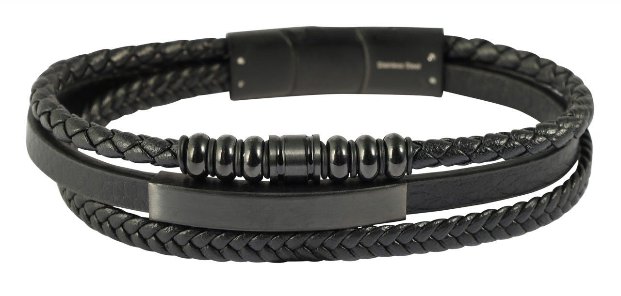 Akzent® Pulseira "Daniele" em Pele Sintética e Aço Inoxidável - 21cm - 0393