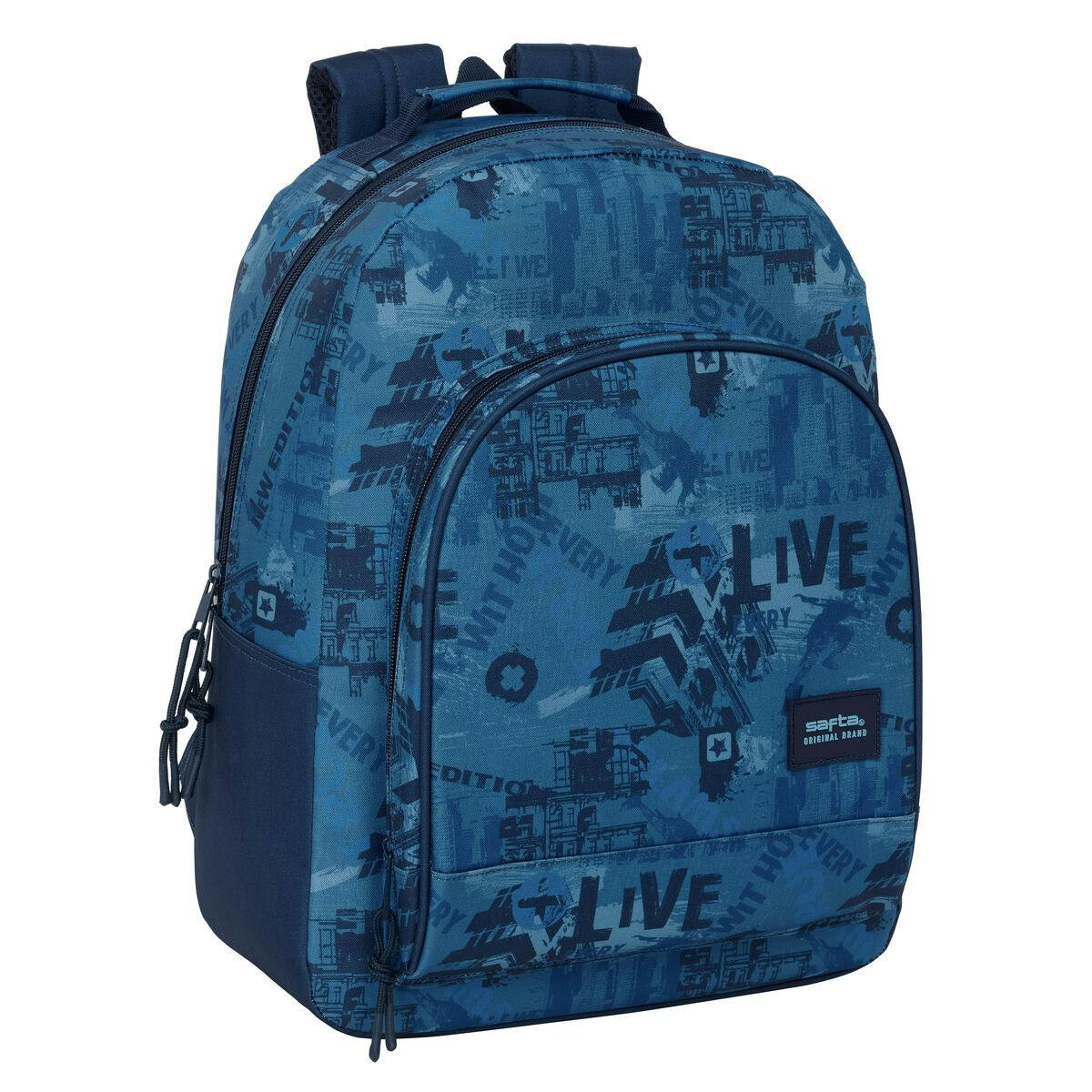 Mochila Escolar Safta New edition Azul Marinho 32 x 42 x 15 cm
