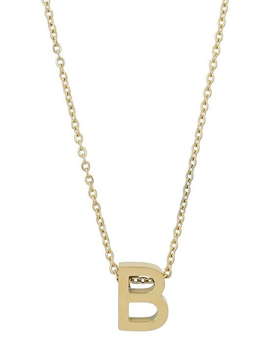 Akzent® Colar “Littri” Dourado Letra B em Aço Inoxidável 45+5 cm