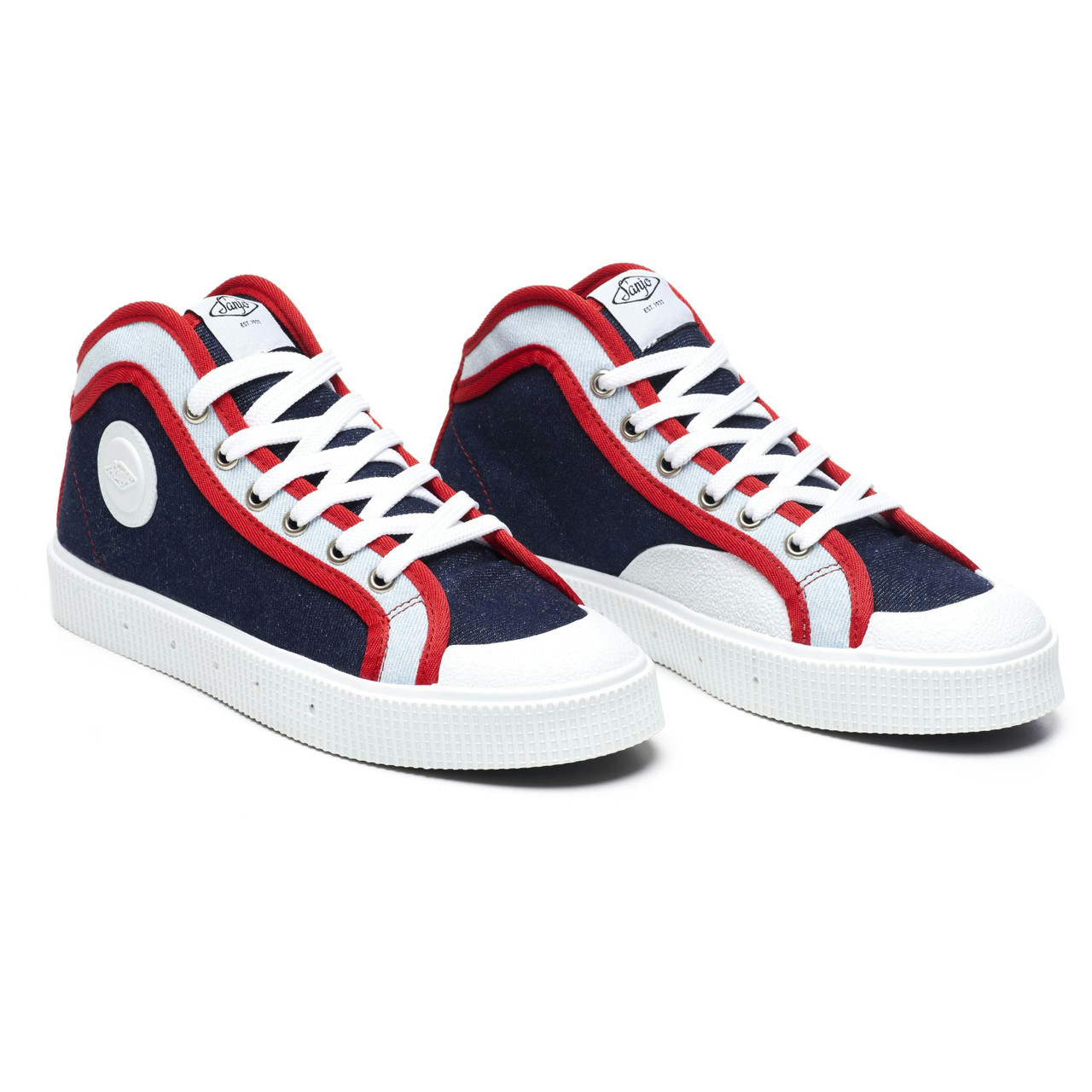 Ténis K100 em lona - Denim e vermelho