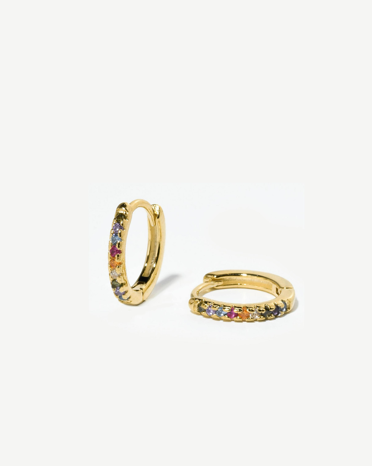 Argolas em prata 925 com banho de ouro 18K e zircónias coloridas
