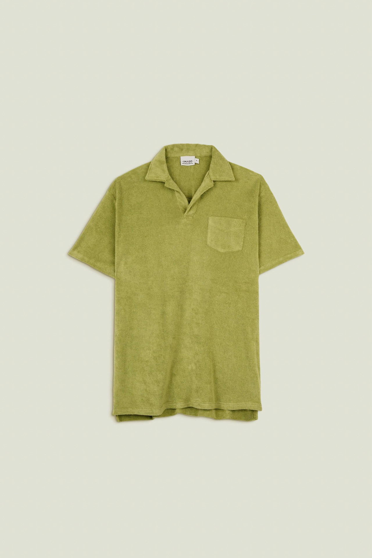 Terry short-sleeve shirt em algodão com bolso de peito