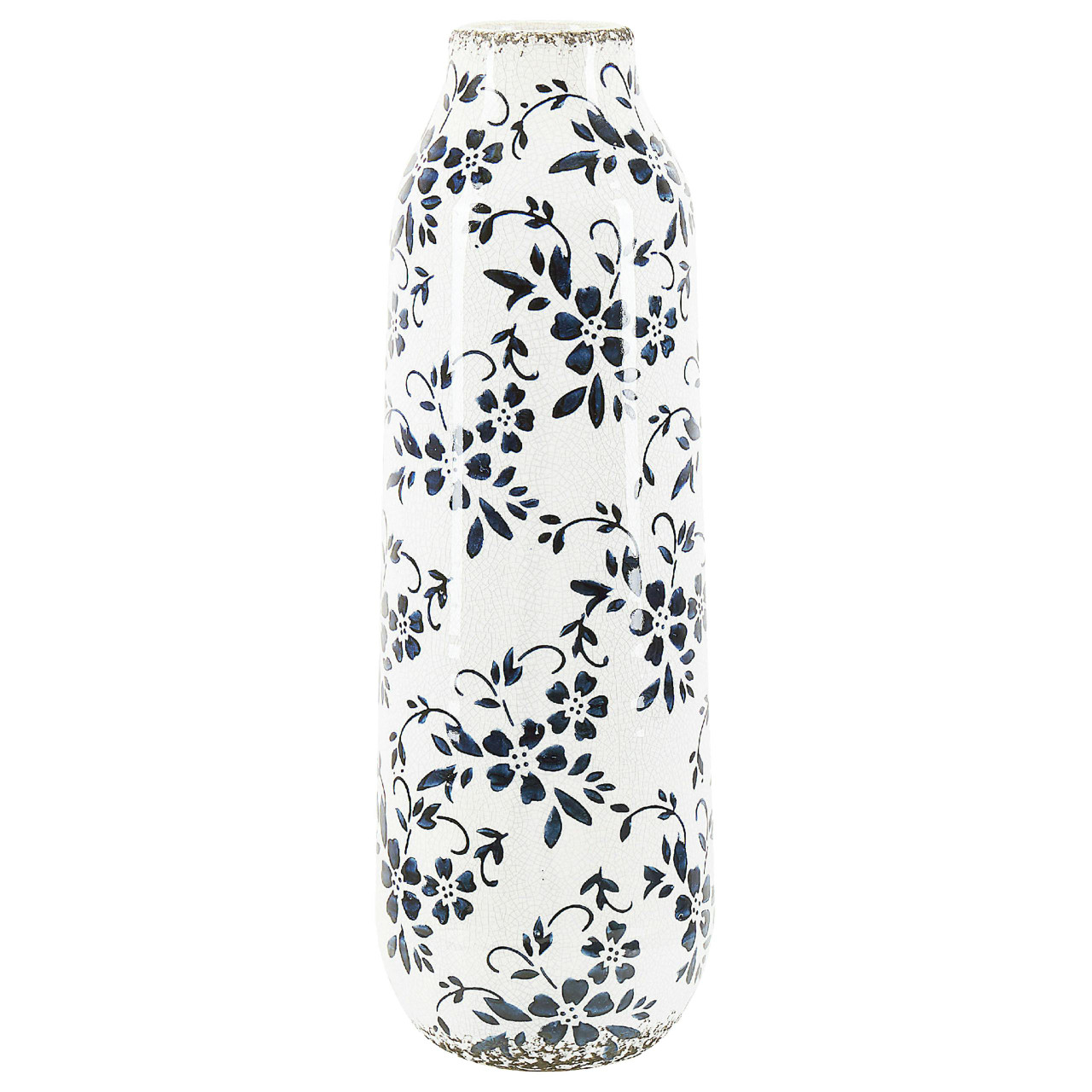 Vaso alto decorativo Mulai em grés branco