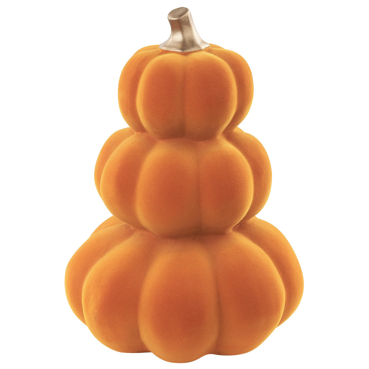 Escultura decorativa em forma de abóbora Kalamata cerâmica com veludo laranja