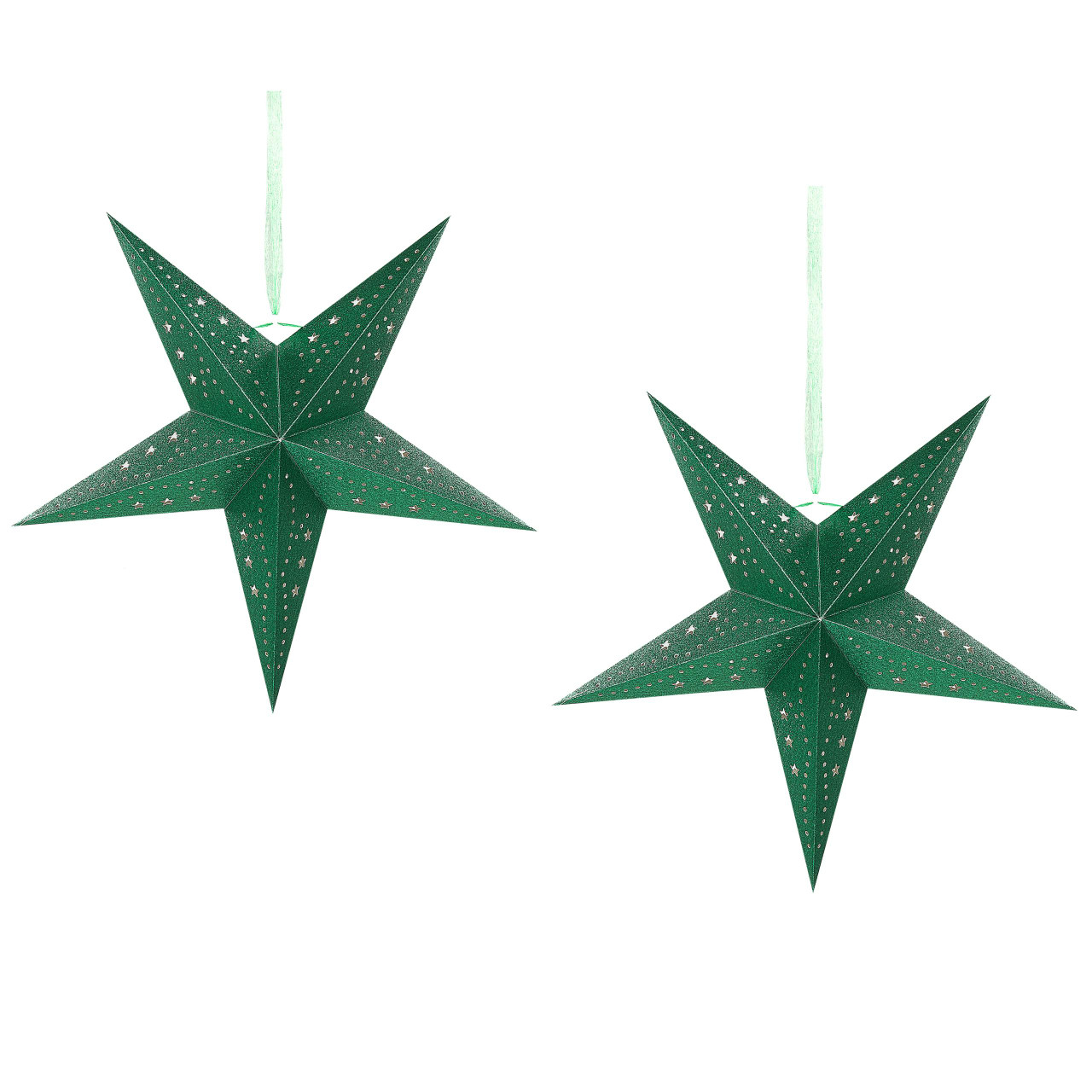 Decoração de parede estrela de papel com luzes LED verde