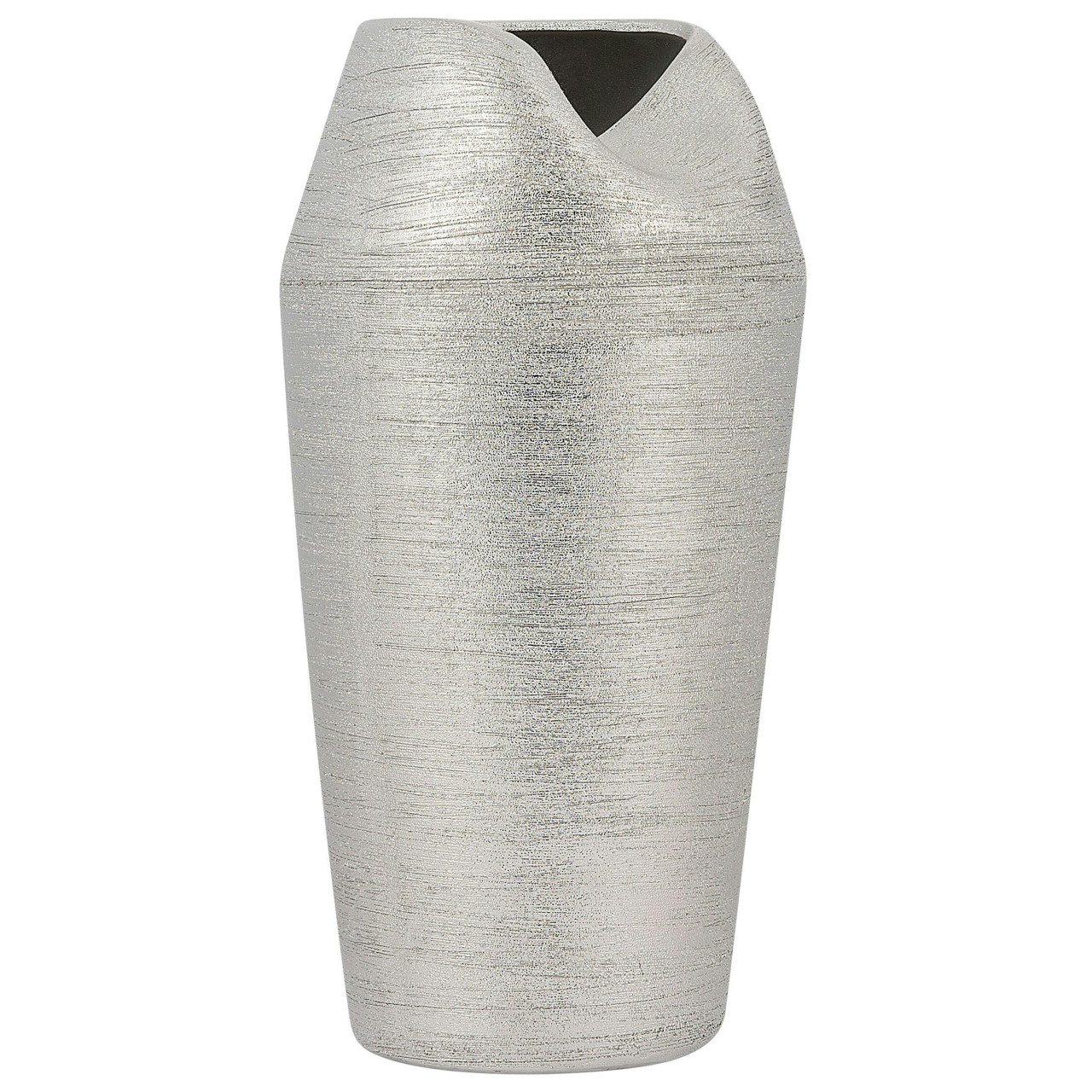 Vaso decorativo Apamea em grés prateado