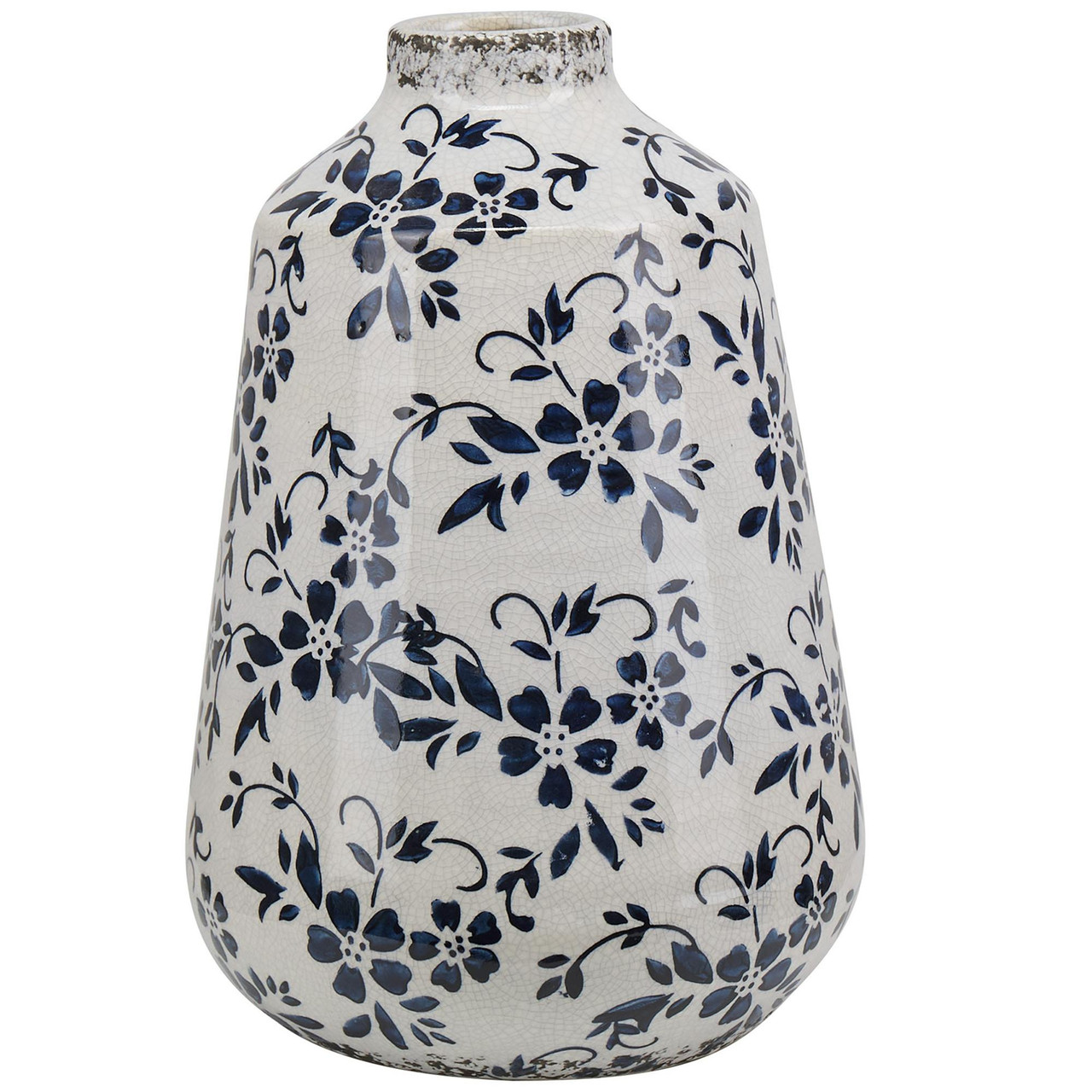 Vaso de cerâmica grés com padrão floral Maroneia