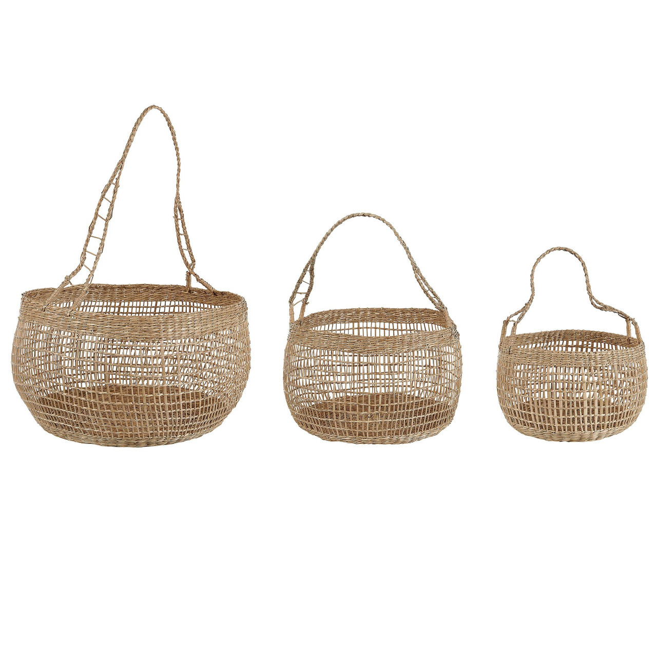 Conjunto de 3 cestos Arapaima em alga natural feitos à mão