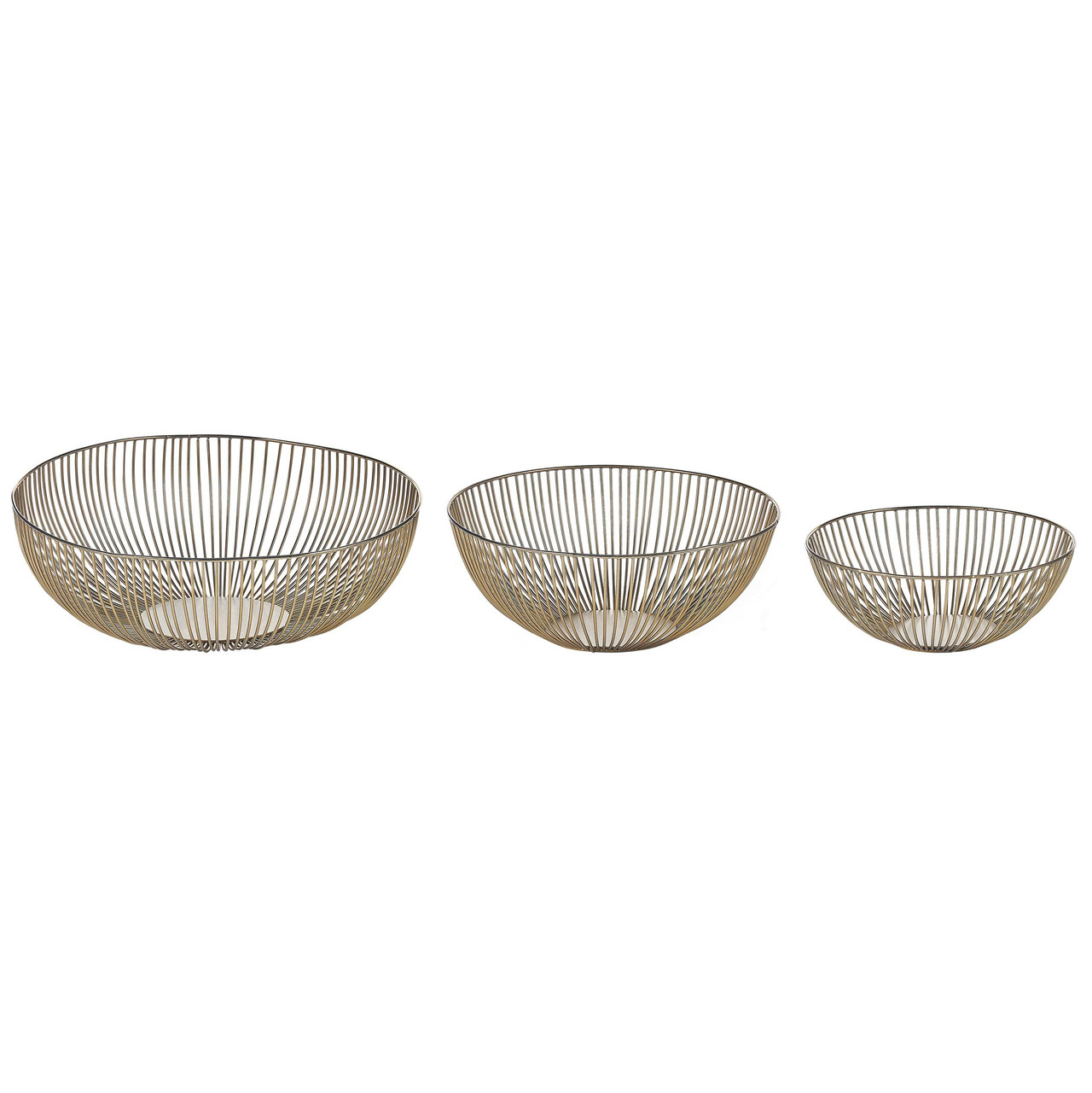 Conjunto de 3 Cestos Decorativos em Ferro Dourado