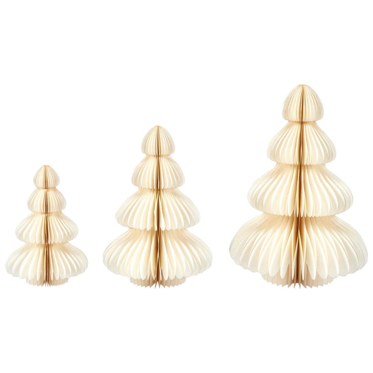 Conjunto 3 Árvores de Natal em Papel Nigiri Creme