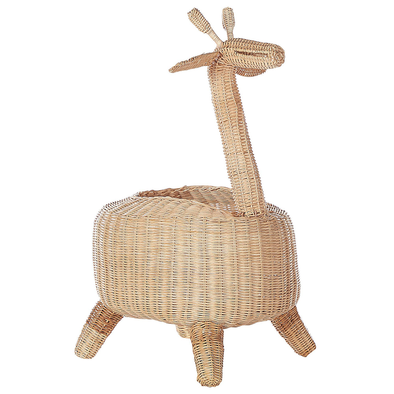 Cesta de arrumação infantil em rattan com formato de girafa