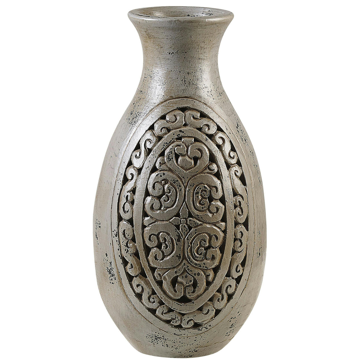 Vaso de terracota Megara com motivo grego cinzento