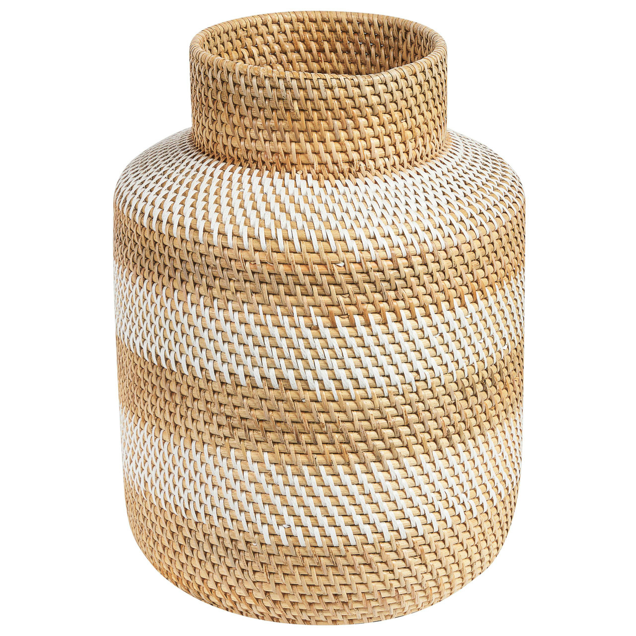 Vaso decorativo Renun em rattan e vime branco