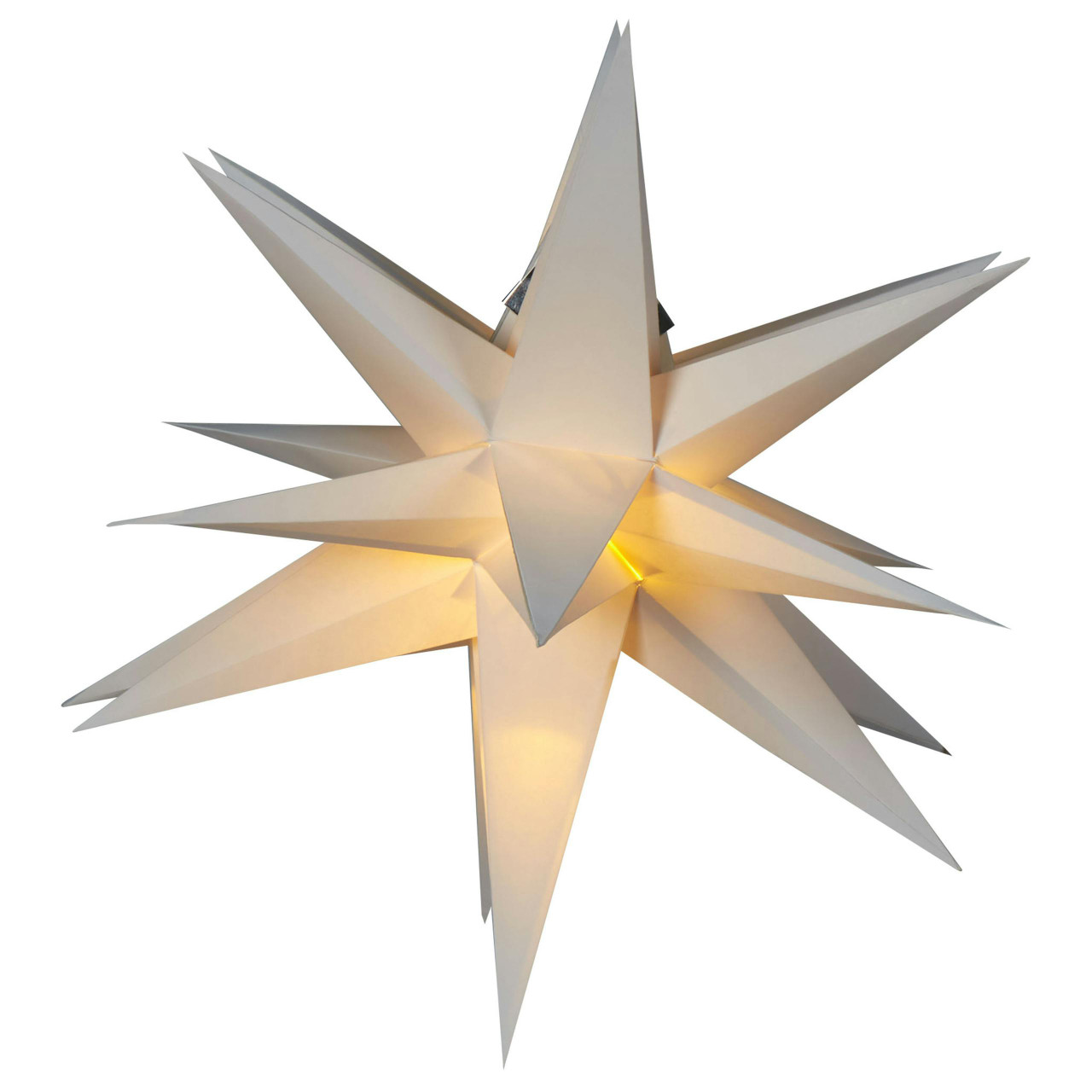 Decoração de parede estrela dobrável em papel com LED branco quente