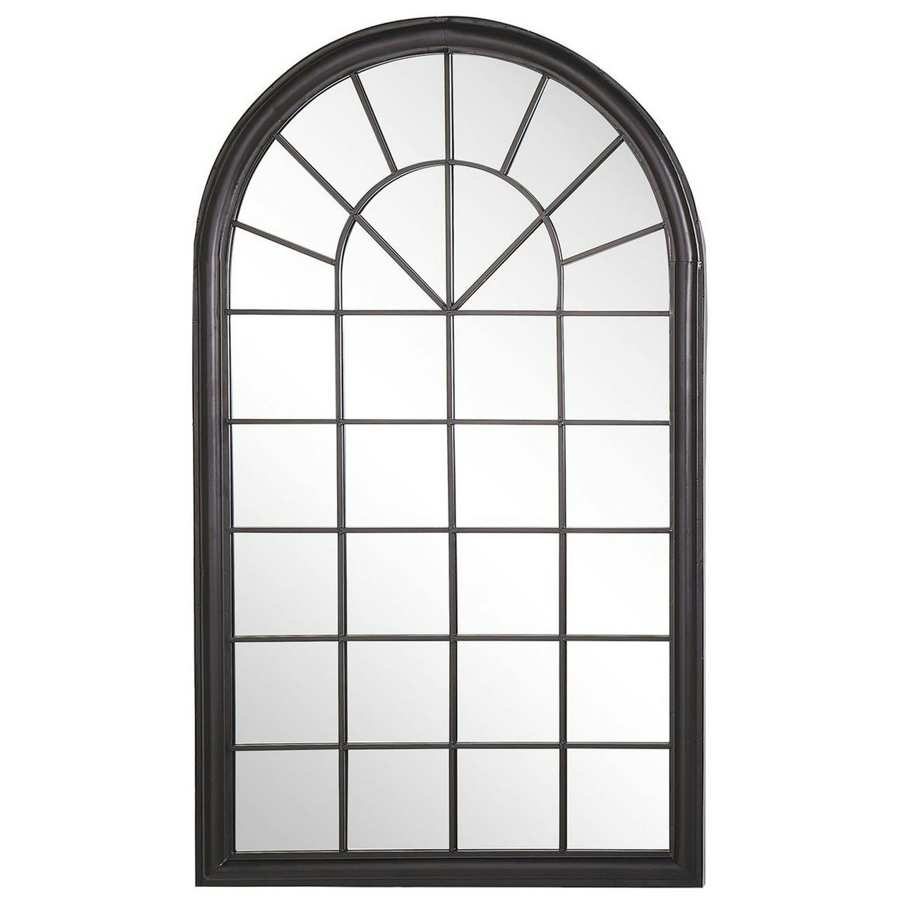 Espelho decorativo arqueado Trevol em ferro preto