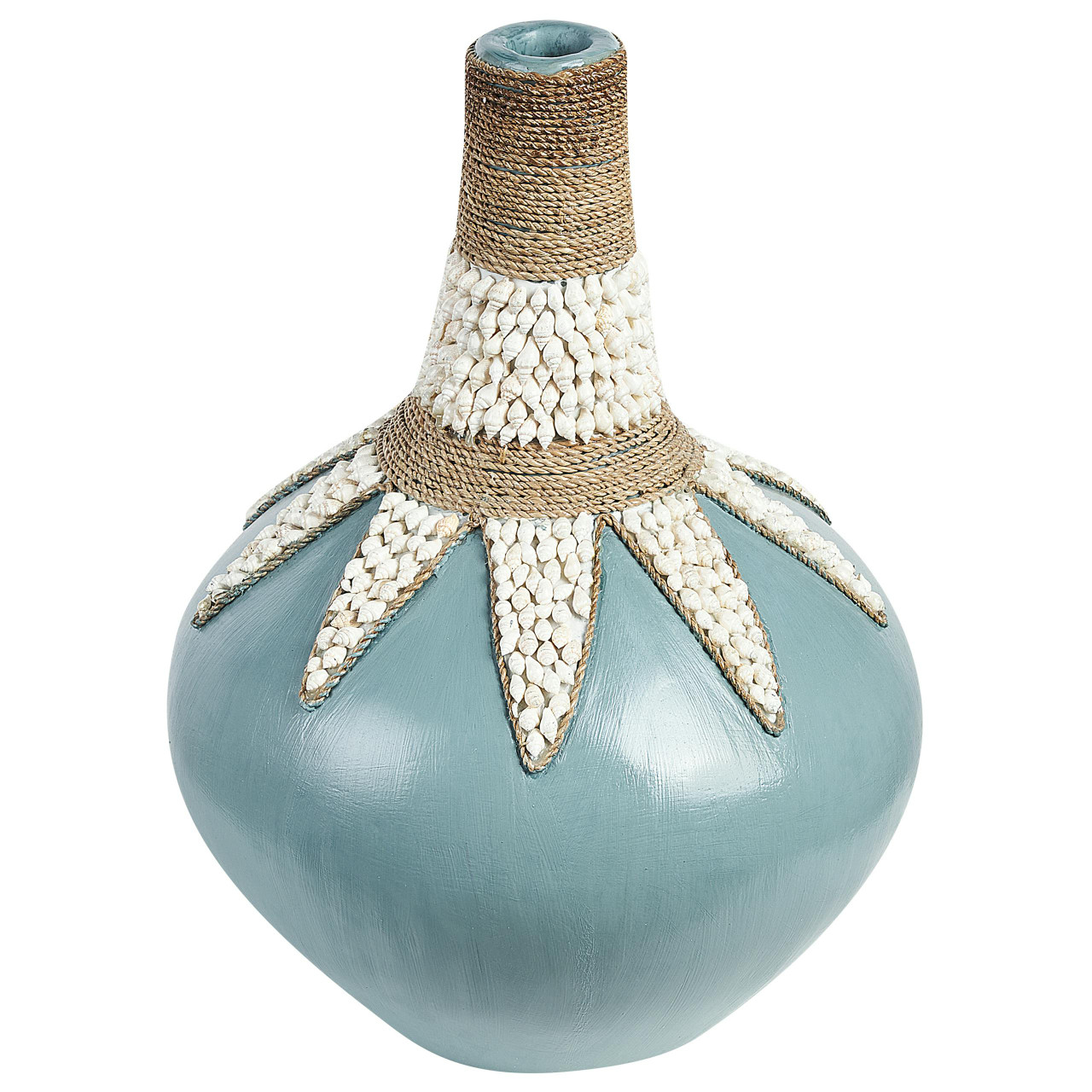 Vaso decorativo Silau em terracota com conchas azul