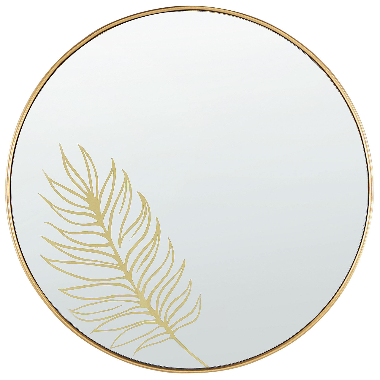 Espelho decorativo redondo Sauvie em MDF dourado