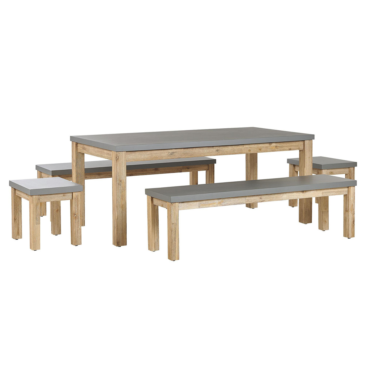 Conjunto De Jantar De Exterior Para 8 Pessoas Beliani Ostuni De Cimento Com Fibra Cinzento 180x90x75