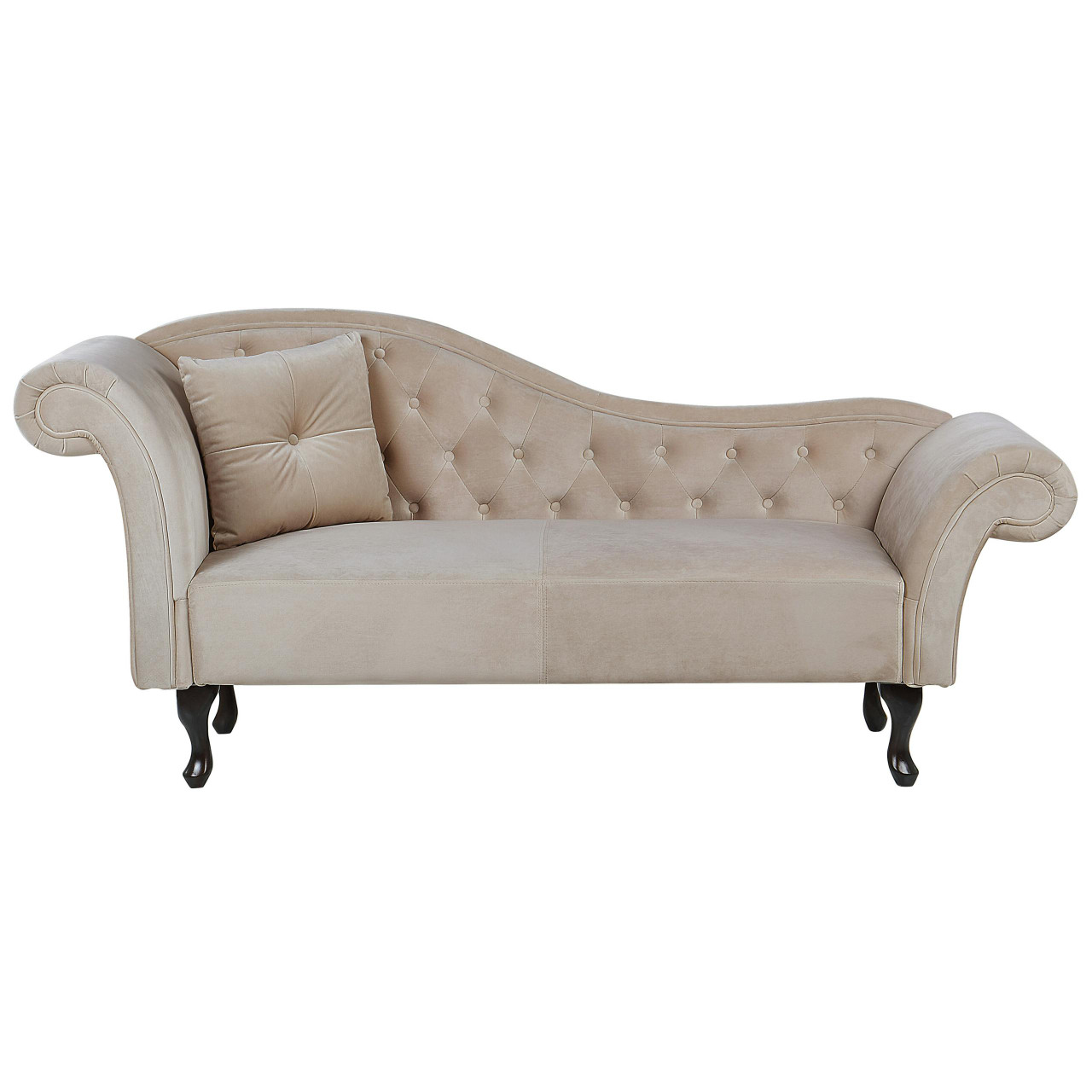 Chaise-longue Lattes Veludo creme esquerda