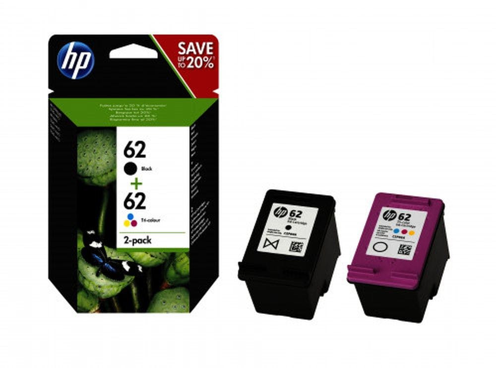 Pack de 2 tinteiros HP 62 — cores
